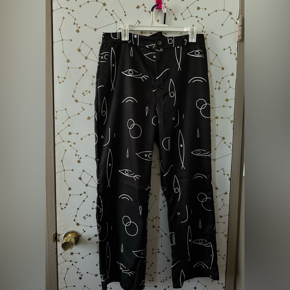 Graphic Print Black Pants